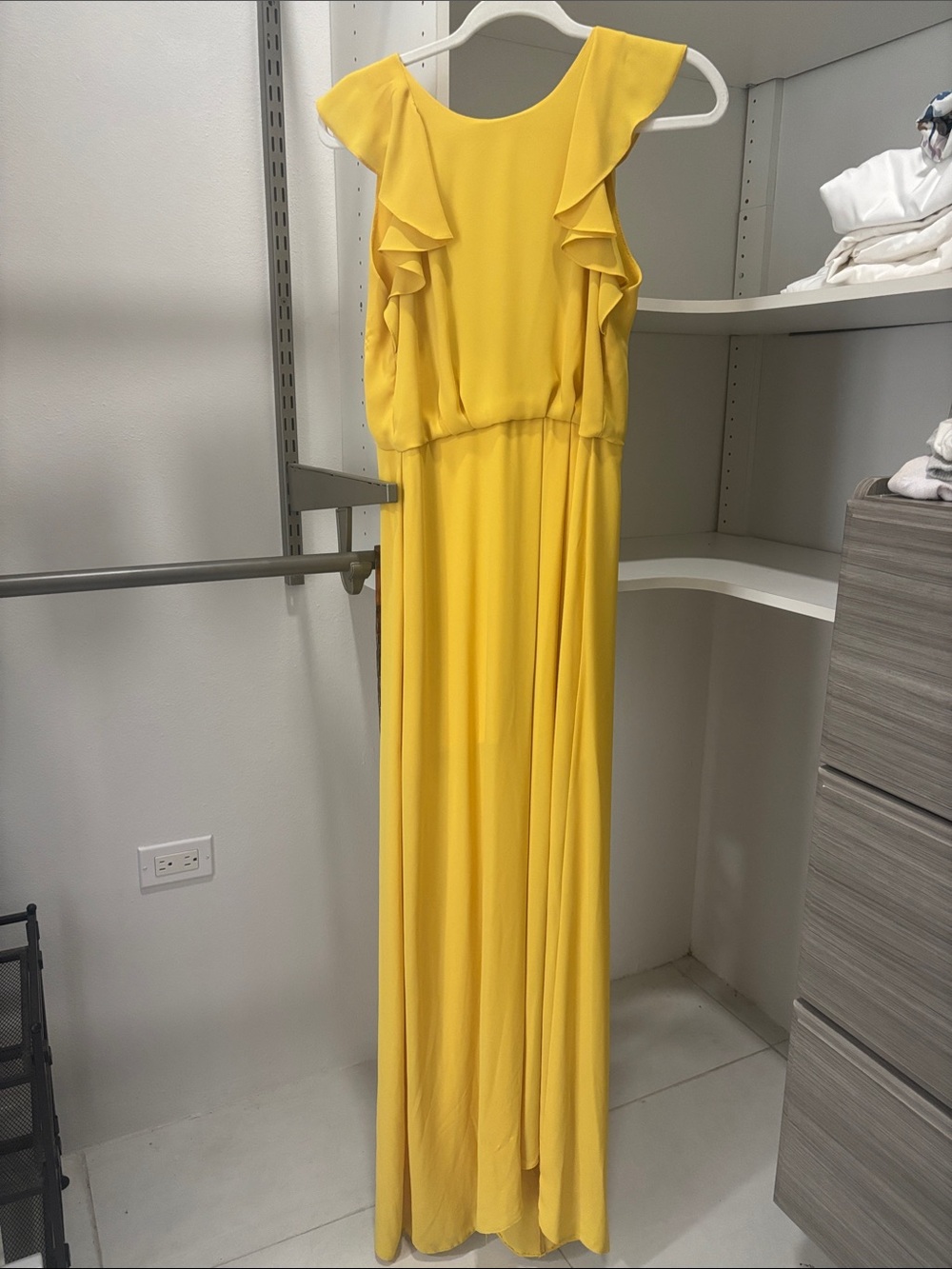 BCBGMaxAzria Yellow Ruffle-Sleeve Maxi Dress